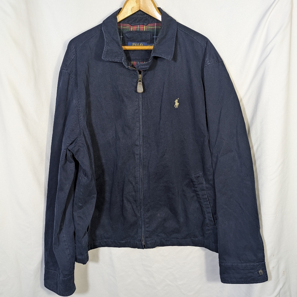 Vintage Men's Polo Ralph Lauren Cotton Fall Coat/Jacket Casual Blue‎ & Plaid XXL